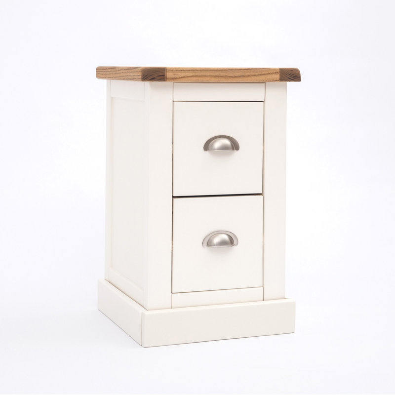35 cm W Bedside Table, White, Chrome Cup