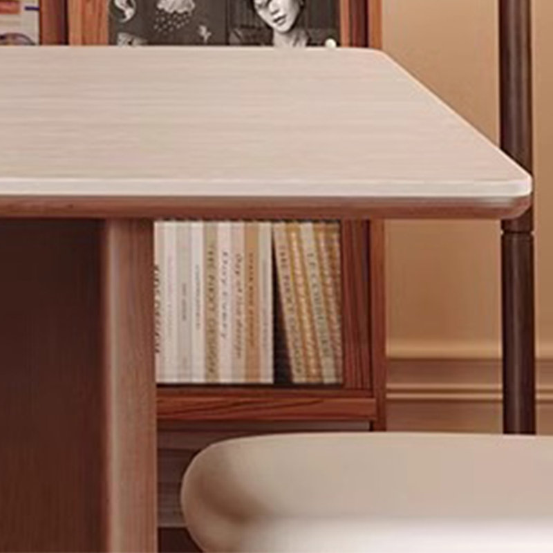 Table de salle à manger en pierre frittée avec bois de frêne fumé, H 29,5 po x L 70,8 po x l 31,4 po, 5