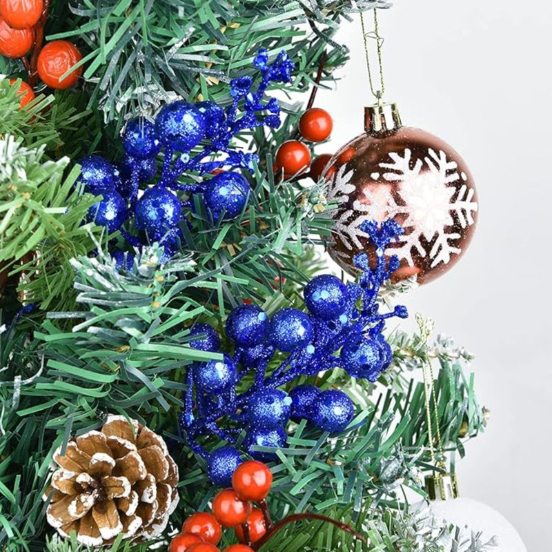 Paquet de 20 tiges de baies de Noël scintillantes, 9 pouces de choix artificiels pour les ornements d'arbre de Noël, couronne de Noël bricolage, artisanat, vacances et décoration intérieure