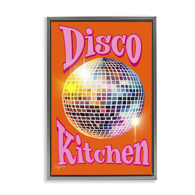 Toile flottante encadrée Groovy Disco Kitchen par Elizabeth Medley