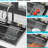 Gunmetal Black Single Bowl 33*22 Inch Kitchen Sink In 16 Gauge Stainless Steel With Unique Waterfall Design, Pull-Out Faucet & Drying Rack