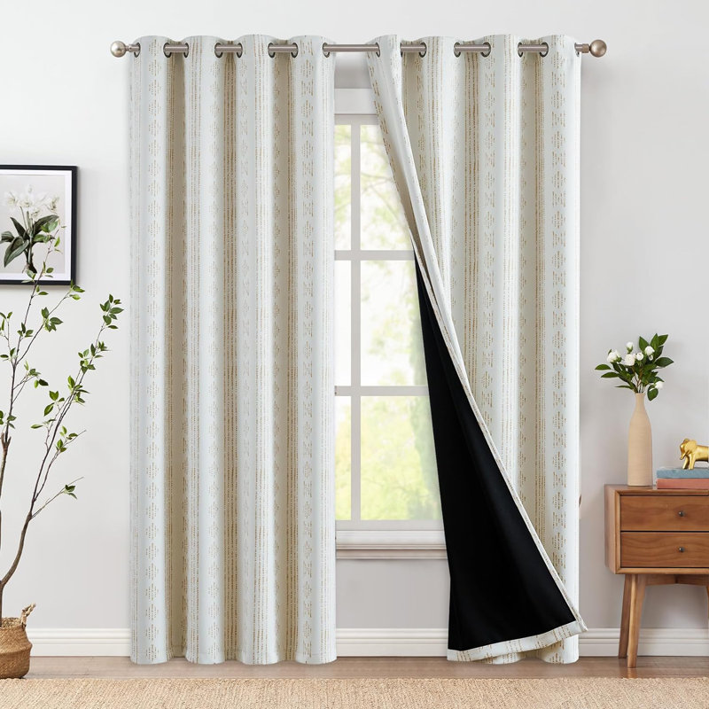 Ayani Bohemian Blackout Curtain Panel, Beige/Taupe, 52" W x 90" L
