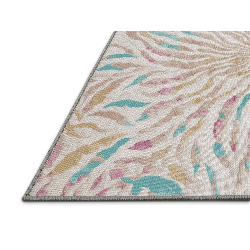 Machine Washable Gray Area Rug, Rectangle 7' x 9'