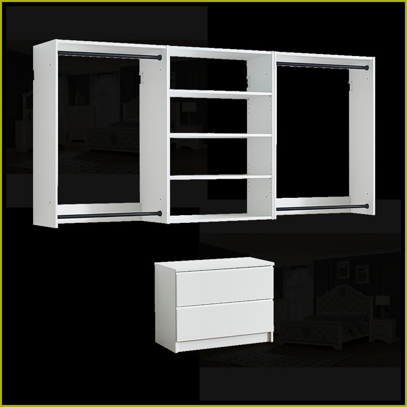 Closet Systems: Devi Modern Modular Wall-Mounted Closet, Warm Oak Finish | White | Wood, White