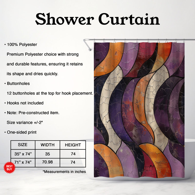 Vieux mauve - Rideau de douche Premium, H 74 po x l 71 po