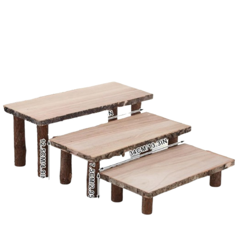 3-tier Wooden Serving & Display Riser