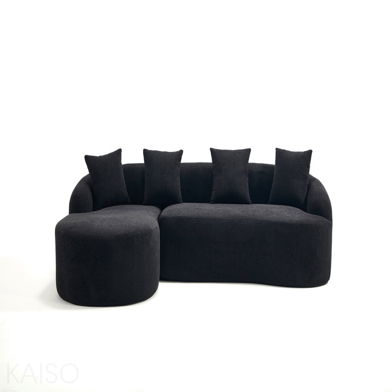 Canapé modulaire en L à compression avec méridienne courbée modulaire en chenille désossée et en N, mousse à haute densité 30d, canapé-lit modulaire minimaliste pour le salon.