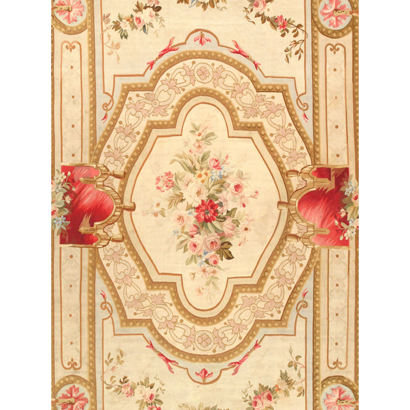 Abusson Hand Knotted Wool Oriental Area Rug in L. Green