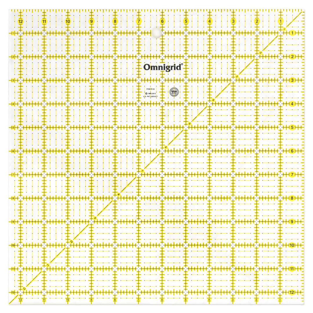 Omnigrid 12-1/2" x 12-1/2" Square Quilting and Sewing Ruler Omnigrid