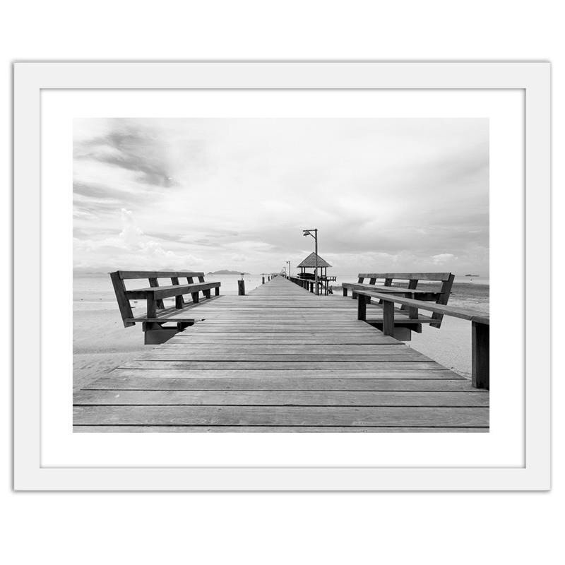 Gerahmter Fotodruck Benches on The Pier