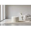 Velvet Fabric Round Ottoman Storage Footstool With Wooden Shelving, Ivory | Gift Idea
