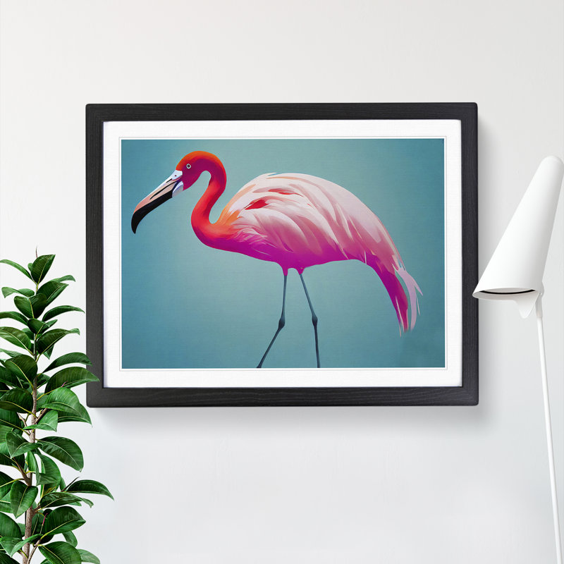 Ingenious Flamingo - Single Picture Frame Print, 46cm H x 64cm W x 2cm D, Black