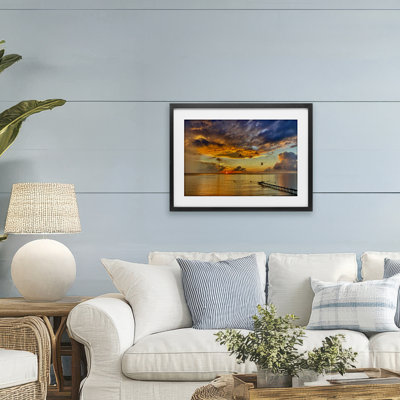 Sunset and Ocean Clouds Framed Print Under Glass, design by David Stahl