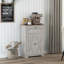 Buffet gris avec porte de grange, portes doubles, tiroir et tablette réglable. Pour la chambre à coucher, le salon. Pourboires. Tablette latérale de 23,5 po x 11,75 po