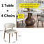 Ensemble de salle à manger 5 pièces pour 4 chaises de table rondes en faux marbre noir-786087776-789138352-789138355