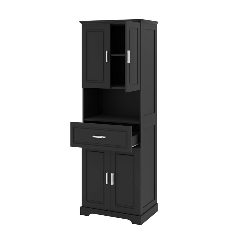 Armoire de rangement pour salle de bain autoportante avec 4 portes et 1 tiroir Towering