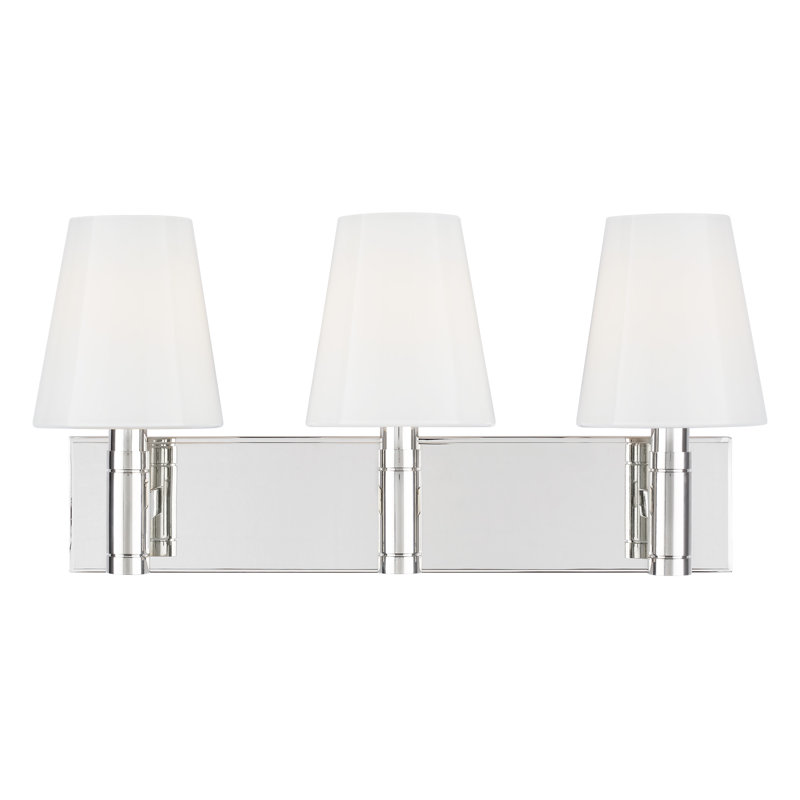 Polished Nickel 3-Light Vanity with Milk White Glass Shades