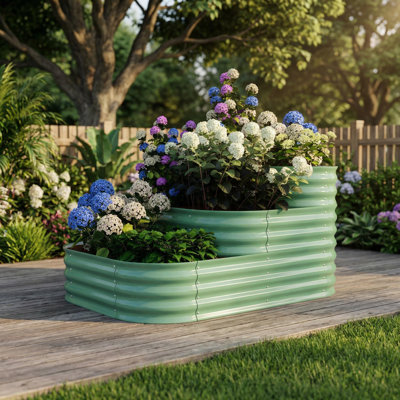 Triple-Layer Galvanized Raised Garden Bed, 61x42x31 in Modular Metal Planter Box for Vegetables, Herbs & Flowers