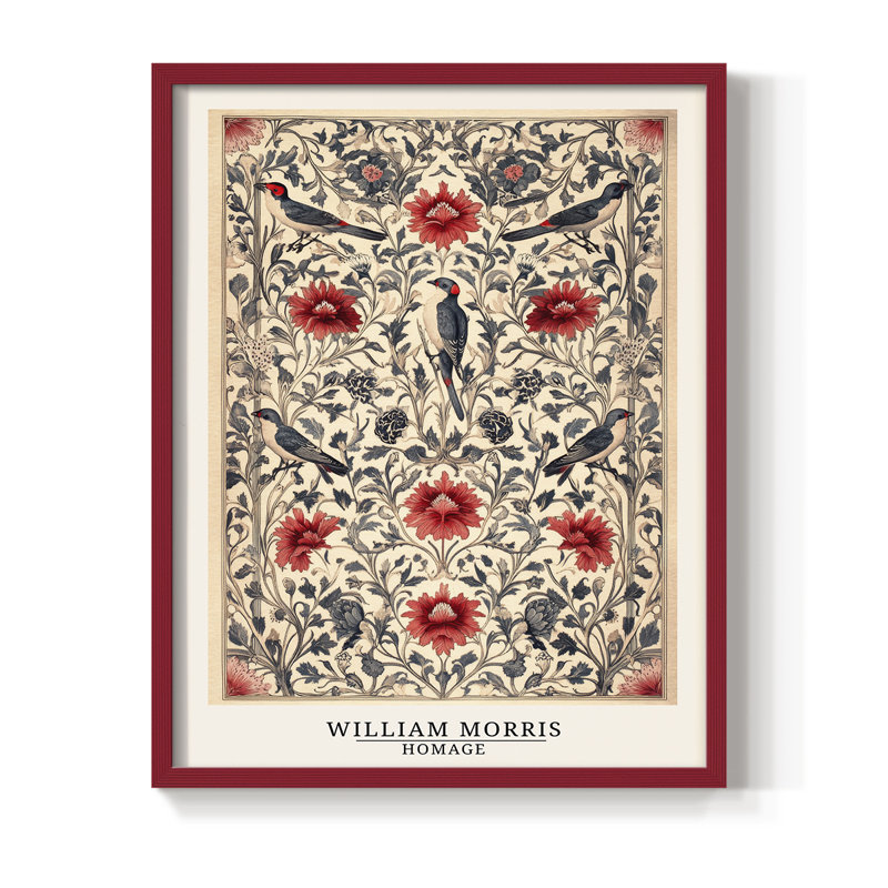 Imprimé encadré en bois massif de la série CCWXRVVI de William Morris, H 21 po x l 17 po, Rouge