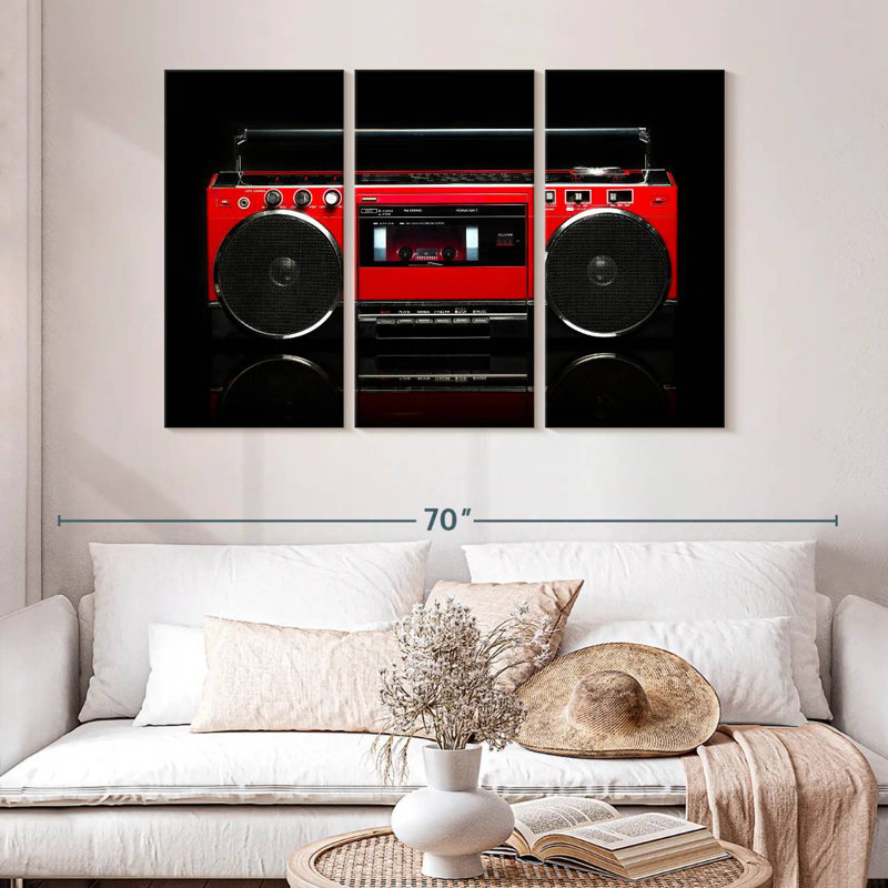 Abarca Retro Red Boom Box, 32" H x 50" W