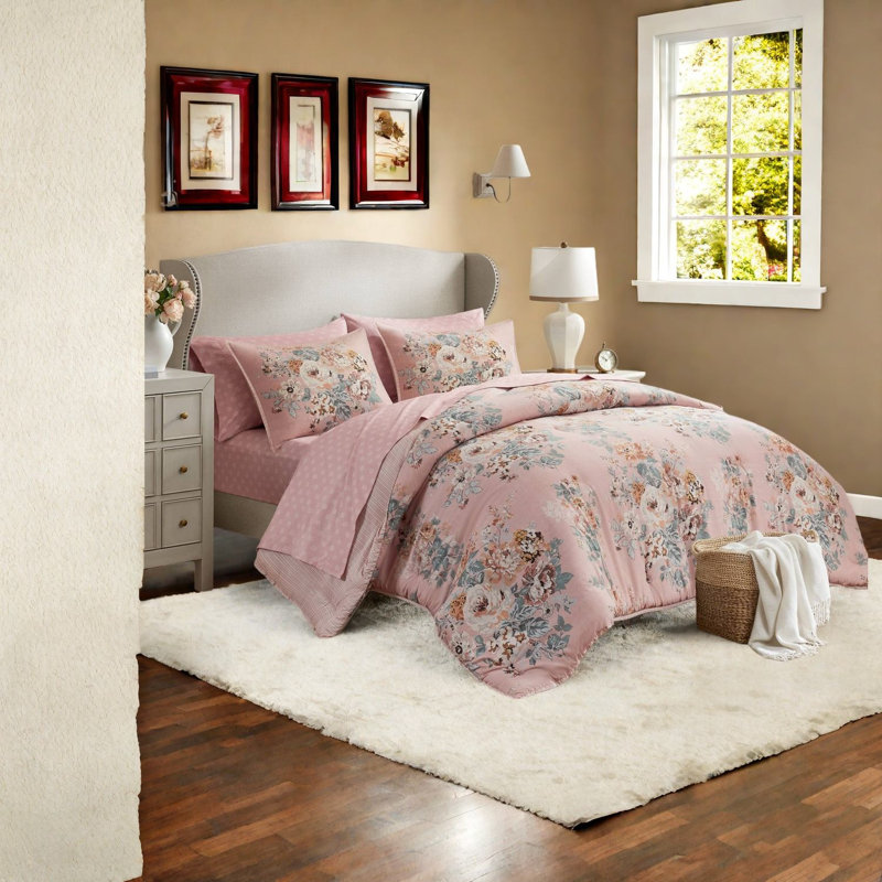 Ensemble de literie réversible pour très grand lit, microfibre rétro floral