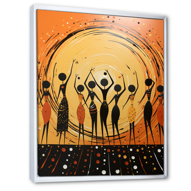 Demeter African Tribal Dance II - reproduction sur toile, H 40 po x l 30 po x P 1,5 po, Cadre flottant blanc