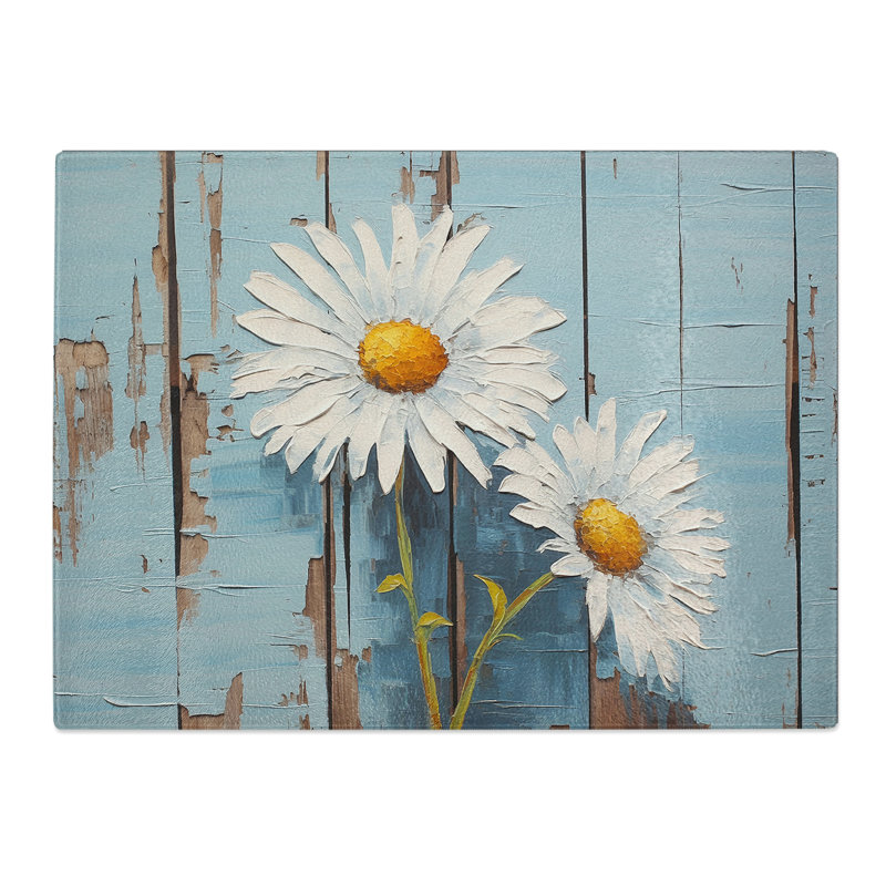 Daisy Hard Edge  Glass Chopping Board