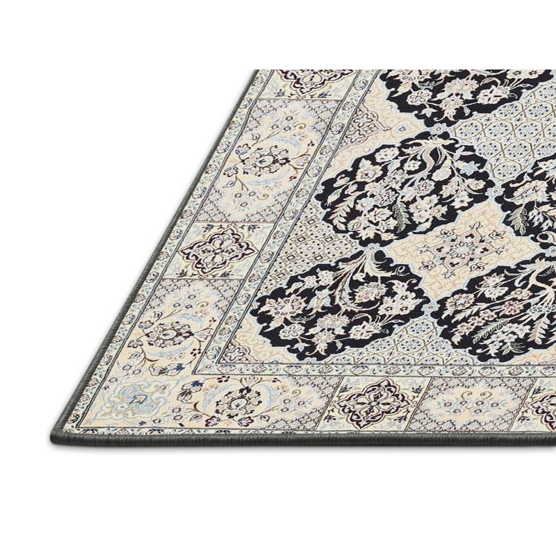 Tapis bleu / beige en laine / polyester tissé à la machine Goole Southwestern, Rectangle 2 pi x 5 pi