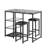 Ligon 3-Piece Kitchen Bar Table Set with Faux Marble Top, Storage Shelves & PU Leather Stools — Small Space Dining Set-2118718262