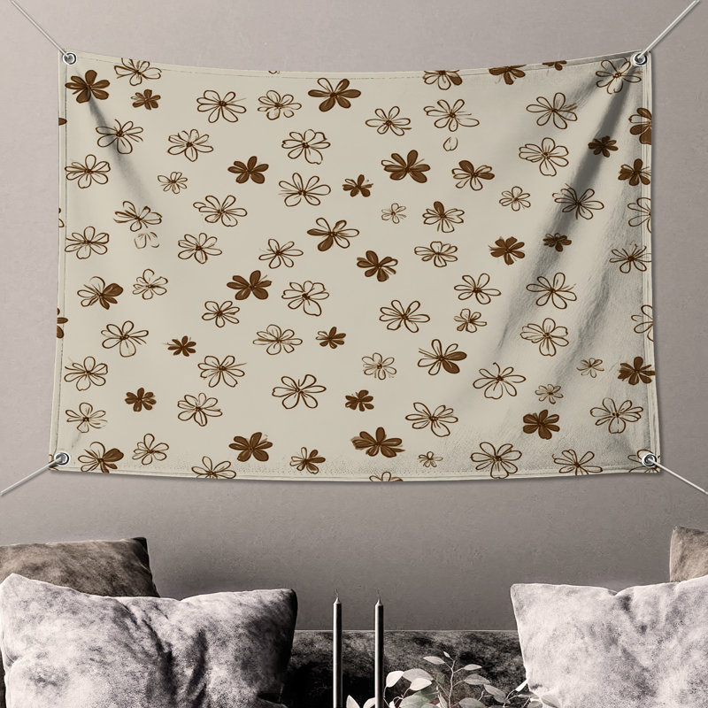 Tapisserie murale fleurs - décoration murale florale, H 68 po x l 80 po avec 4 œillets