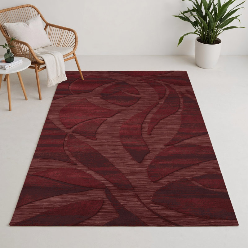 Tapis rouge abstrait intérieur et extérieur, Rectangle 5 pi x 7 pi