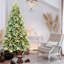 Arbre de Noël bleu de 5 pi, 250 lumières à DEL blanc chaud, 854 pointes, thème des Fêtes élégant, arbre de teinte bleu à base en métal de 5 pi, montage rapide dense pré-enfilé