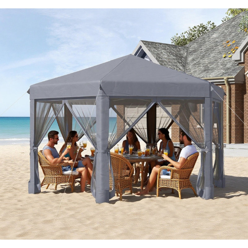 Tente escamotable avec pavillon de jardin hexagonal et tente d'extérieur robuste