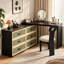 Bureau de coiffeuse à maquillage extensible et commode à 6 tiroirs, plateau de table réversible avec poignées en cuir