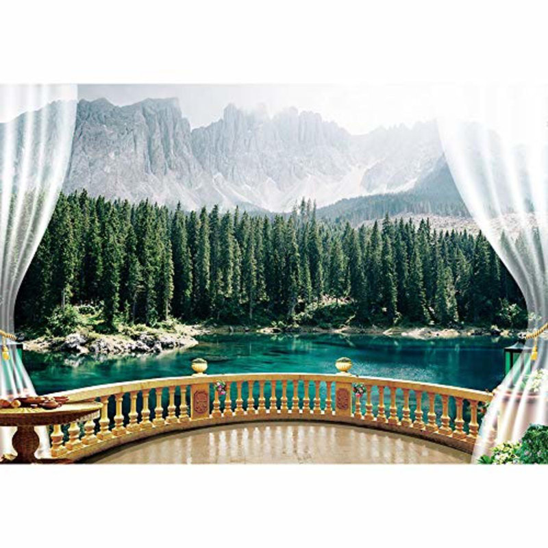Murale vue naturelle de faux balcon, L 144 po x l 100 po