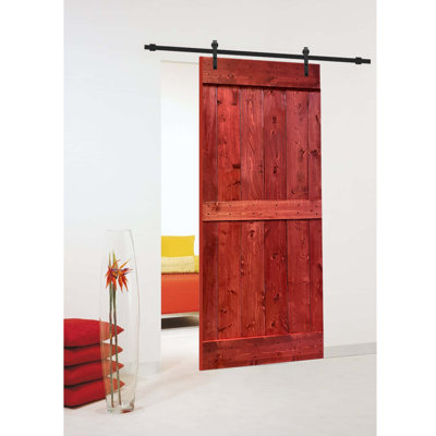 Porte de grange à panneaux et en bois avec quincaillerie d'installation