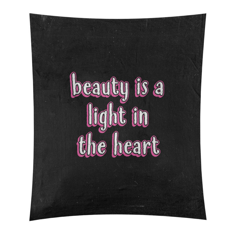 Tapisserie tableau noir en polyester citation beauté, H 27,5 po x l 37,5 po, Rose