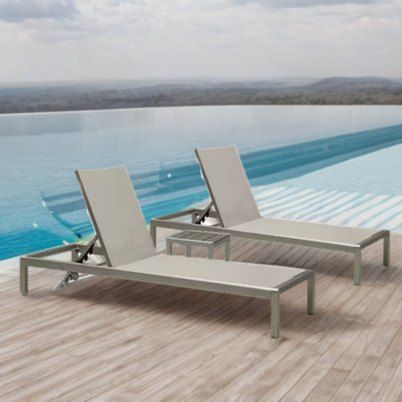 Elegant Adjustable Outdoor Lounge Chair Outdoor Chaise Lounge Set with Table