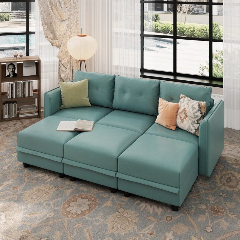 Zendajas 85'' Upholstered Sleeper Sofa, Teal Green Polyester Blend