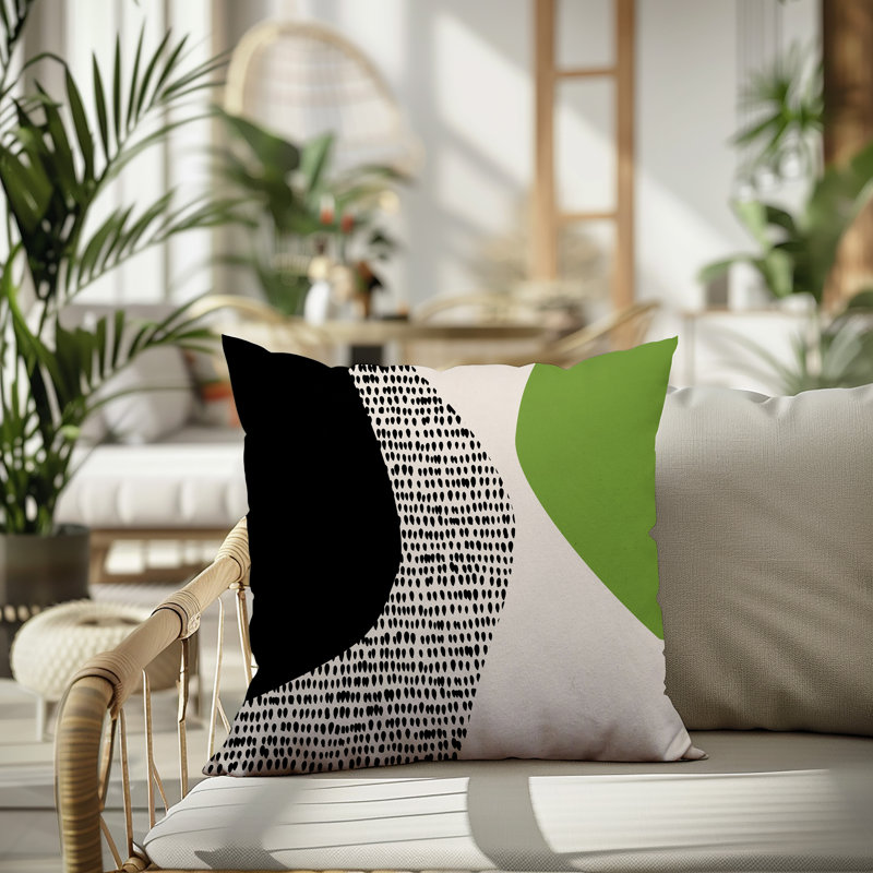Coussin carré intérieur / extérieur pia, 19"H x 19"W, Chartreuse / noir / blanc cassé