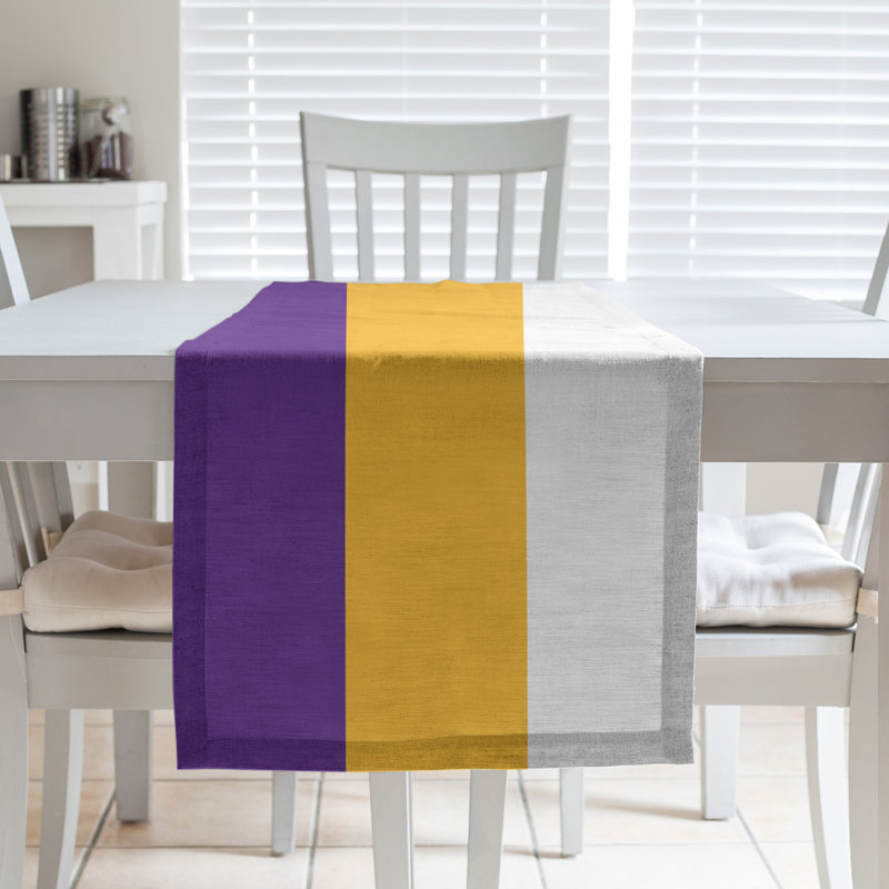Los Angeles LA Basketball Table Runner, 90" L x 16" W, Purple/Gold/White, Cotton Twill