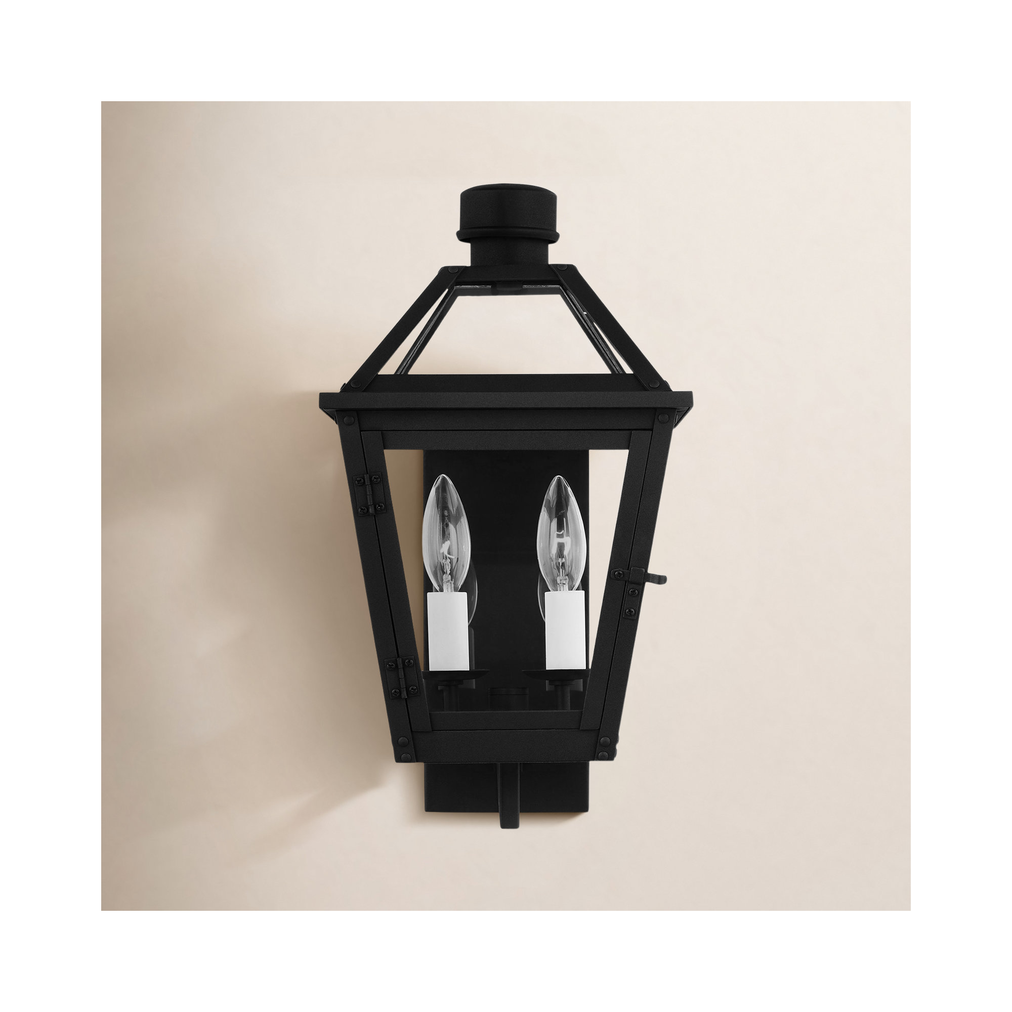 2 Light Empire Outdoor Wall Light, Textured Black