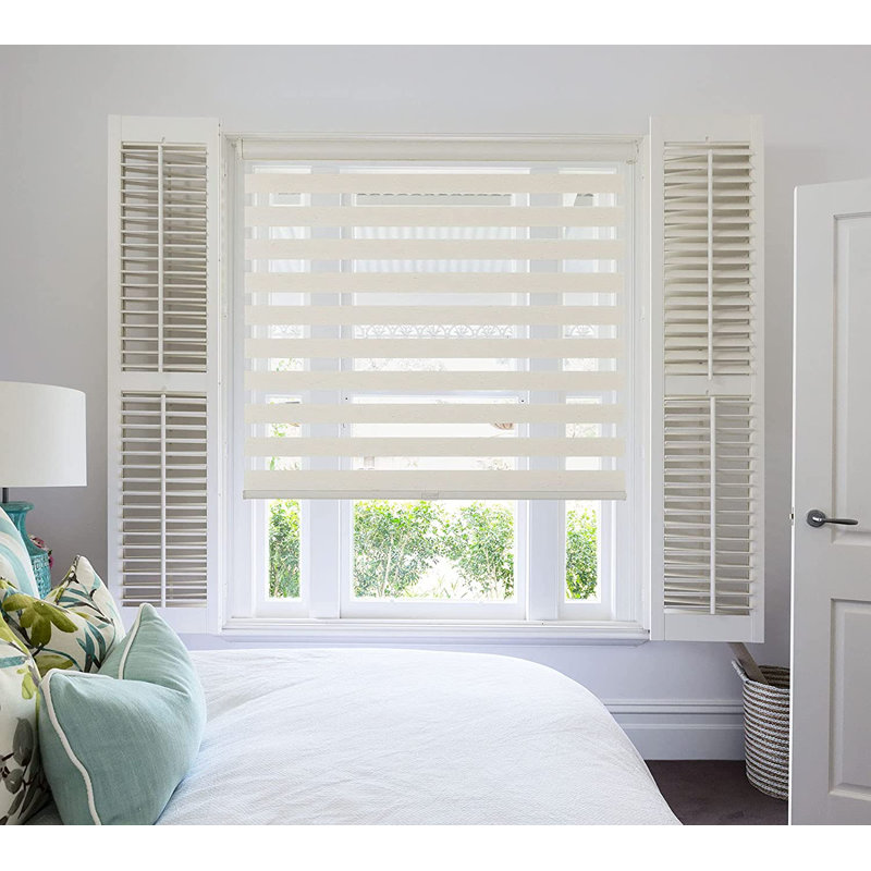 Cordless Light Filtering Dual Layer Roller Shade, 36"W x 72"L, Natural Linen