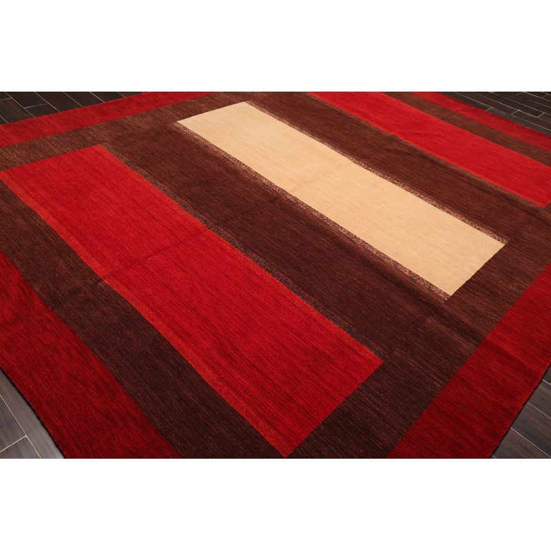 Tapis rouge en laine noué la à la main