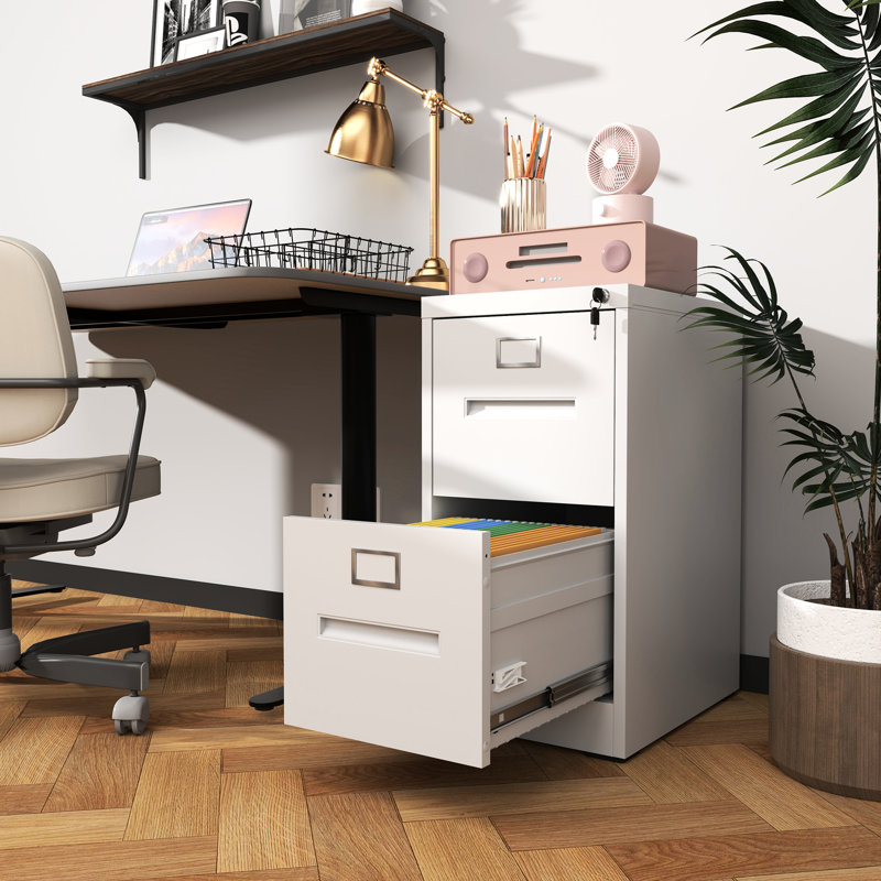 Classeur vertical verrouillé à 2 tiroirs, format A4 / Légal / Lettre, pour bureau, acier blanc et armoire sécurisée en métal avec serrure pour bureau, format Légal / Blanc A4, grande capacité, organisation facile, sécurité, -