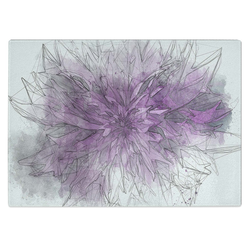 Tempered Glass Striking Flower Chopping Board, 39 cm W x 28.5 cm L