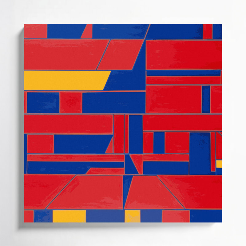 Hard Edge 55 Red Canvas Wall Art, 16" H x 16" W