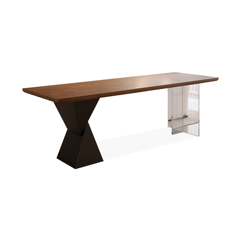 Brown Rectangular Solid Wood writing desk, 29.53” H x 86.61” W x 23.62” D