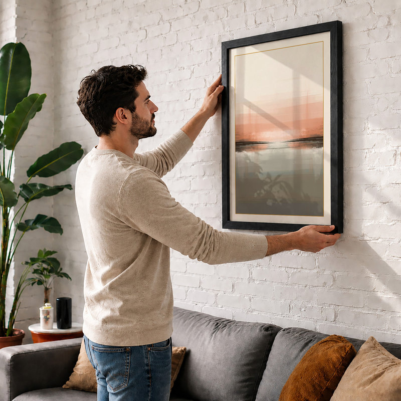 Still Horizon Minimalist - Framed Print, A1 - 84.1 x 59.4 cm, White