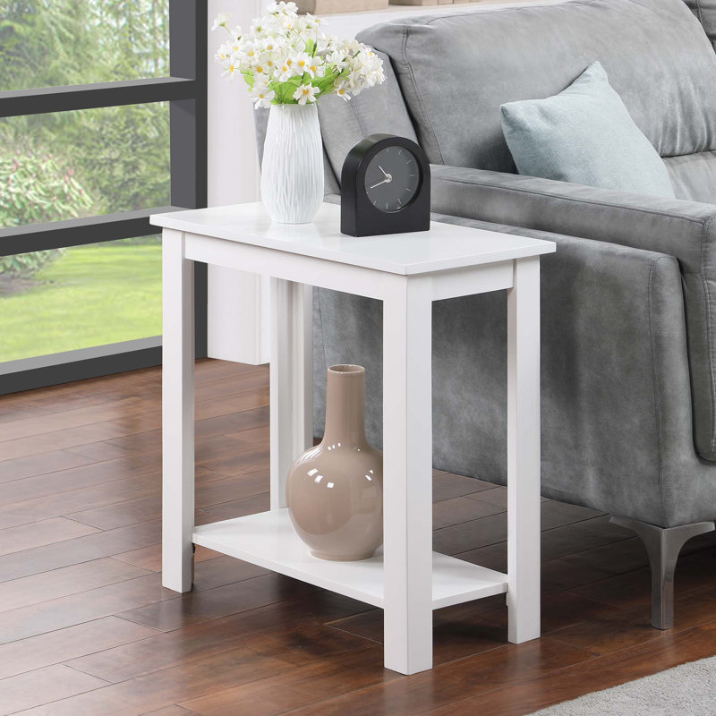 Table de bout haute de 24 po avec tablette Slayter, Blanc